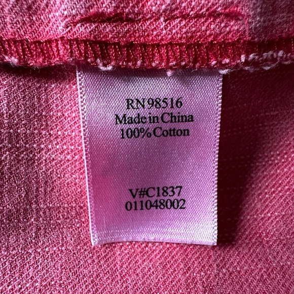 COLDWATER CREEK NWOT WASHED RED COTTON CANVAS HALF SNAP JACKET HOODIE | MEDIUM - Picture 10 of 11